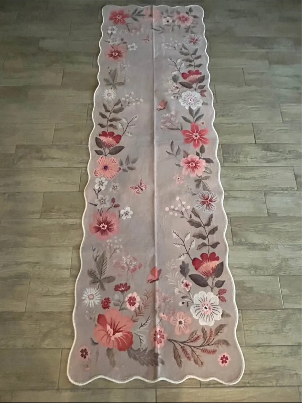 NWOT..Floral Rug Runner with Non Slip Rubber Backing Size 2'6
